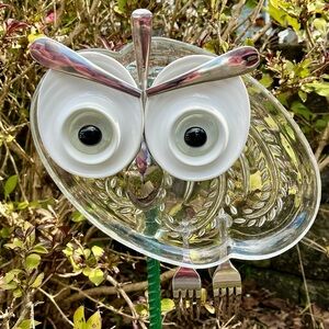 Glass garden owl, handcrafted